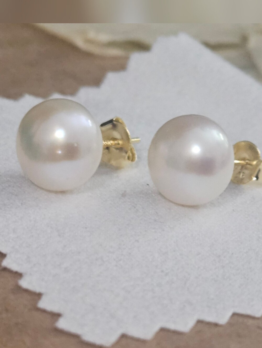 Classic White Pearl Stud Earrings with Gold Posts